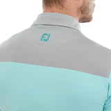 2024 Footjoy Men's End-on-End Block Polo - White/Maui Blue/Lava