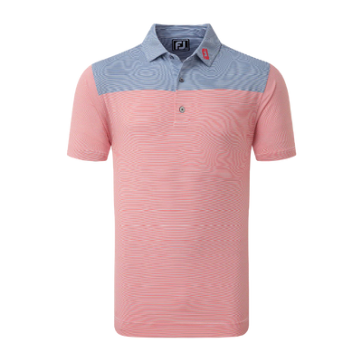 2024 Footjoy Men's End-on-End Block Polo - White/Red/Twilight