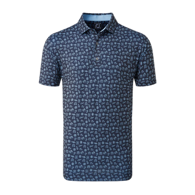 2024 Footjoy Men's Travel Print Polo - Navy/True Blue