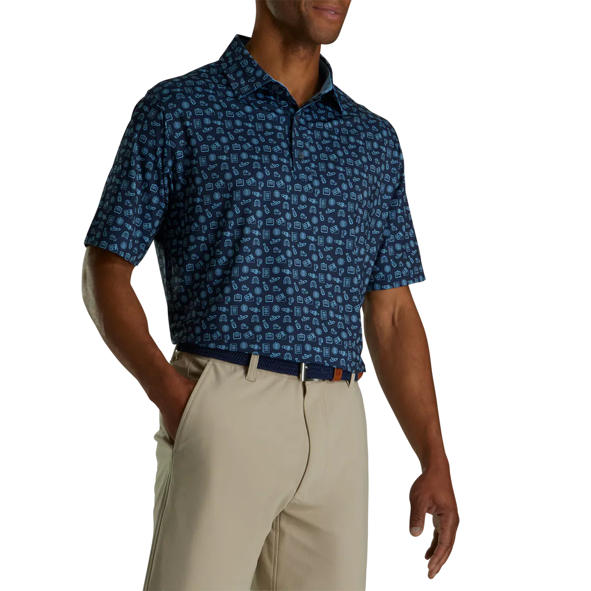 2024 Footjoy Men S Travel Print Polo Navy True Blue The Clubroom   2024FootjoyMen STravelPrintPolo Navy TrueBlue1.webp