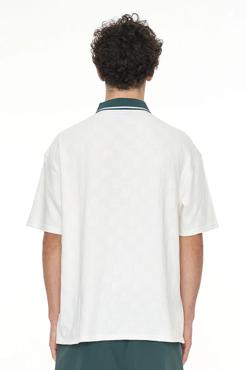 Huffer Men's Check Par Short Sleeve Polo - Chalk