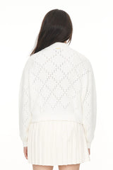 2024 Huffer Women's Diamond Knit Bomber - Chalk