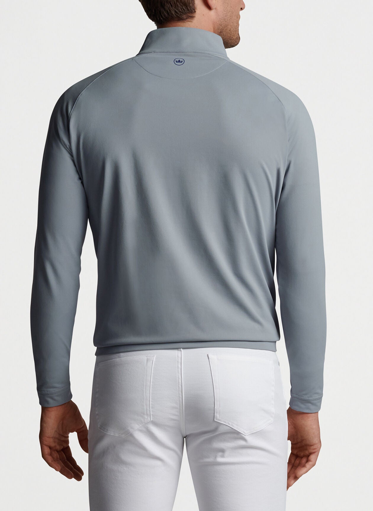 オーセンティック PETER MILLAR ゴルフ ジャケット グレー Perth Sugar Stripe Performance Quarter-Zip Navy/White