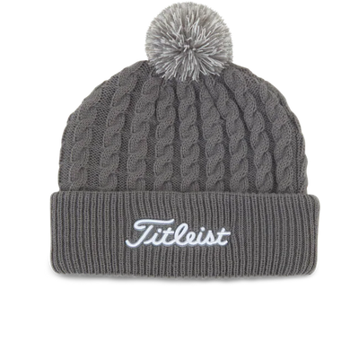 2024 Titleist Cableknit Pom Pom Beanie - Grey/White