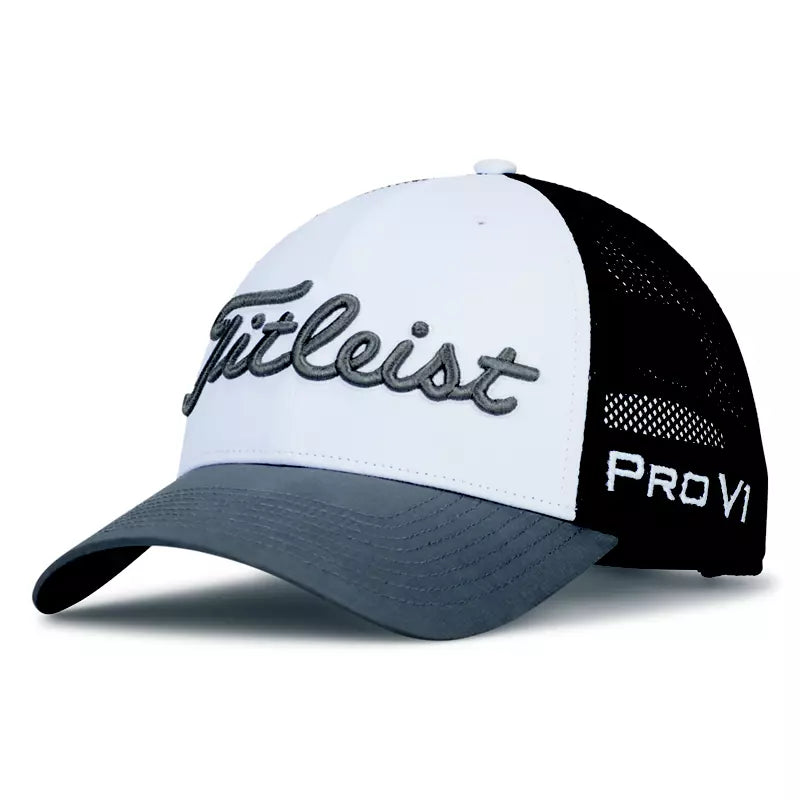 2024 Titleist Tour Performance Mesh Cap - White/Black/Charcoal