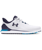 2024 Under Armour Men's Drive Fade Spikeless Wide Golf Shoe - White/Capri/Midnight Navy