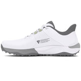 2024 Under Armour Men's Drive Pro Spikeless Wide Golf Shoes - White/White/Metallic Gunmetal