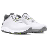 2024 Under Armour Men's Drive Pro Spikeless Wide Golf Shoes - White/White/Metallic Gunmetal