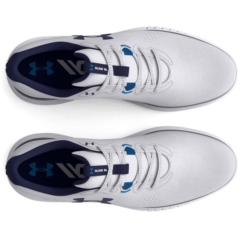 2024 Under Armour Men's Glide 2 Spikeless Golf Shoes - White/White/Midnight Navy