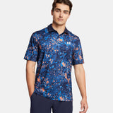 2024 Under Armour Men's T2G Printed Polo - Flare Orange/Tech Blue/Midnight Navy