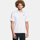 2024 Under Armour Men's T2G Printed Polo - White/Black/Black