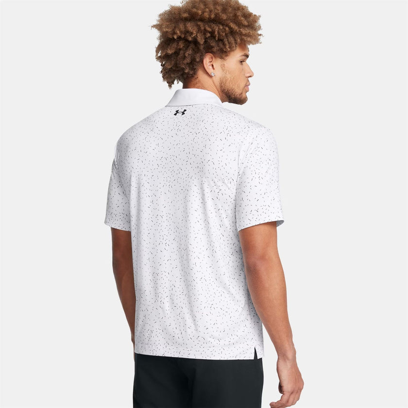 2024 Under Armour Men's T2G Printed Polo - White/Black/Black