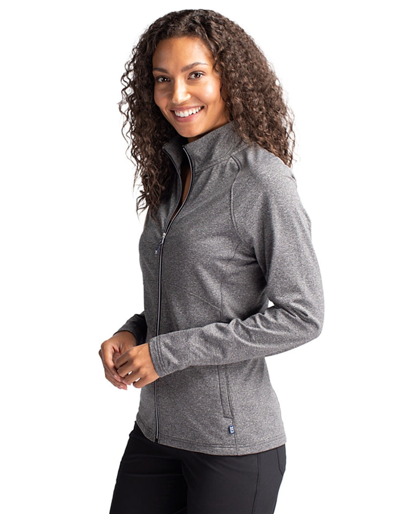 2025 Cutter & Buck Women's Adapt Eco Heather Full Zip - Black Heather