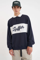 2025 Huffer Men's Pique Rugby Crew - Navy/Chalk