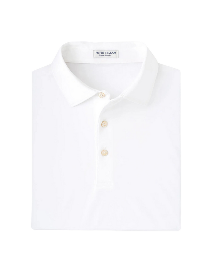 2025 Peter Millar Men's Solid Performance Jersey Polo - White