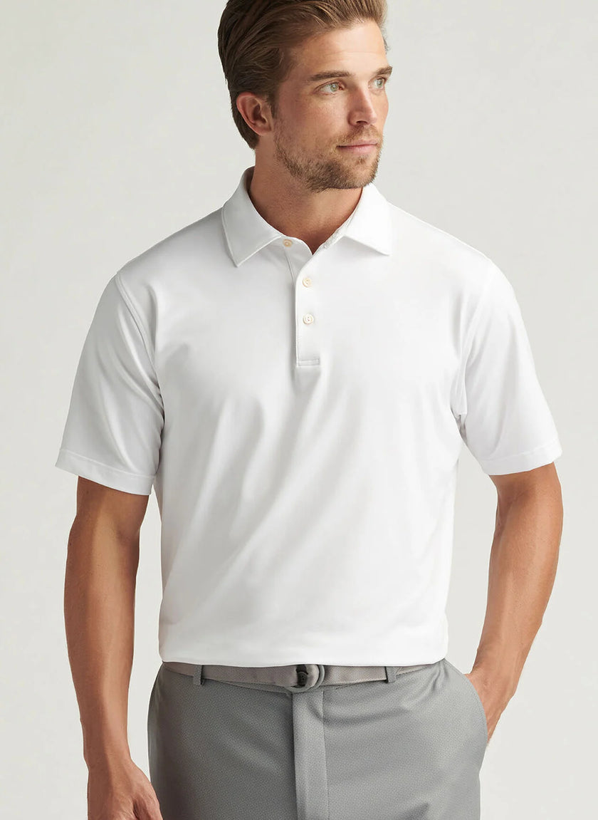 2025 Peter Millar Men's Solid Performance Jersey Polo - White