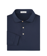 2025 Peter Millar Men's Solid Stretch Jersey Long Sleeve Polo - Navy