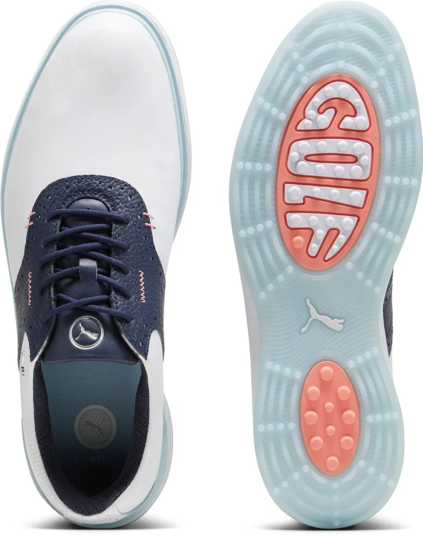 2025 Puma Men's Advant Golf Shoe - White/Deep Navy