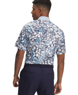 2025 Under Armour Men's Drive Chill Printed Polo - Blue Calm/White/Midnight Navy