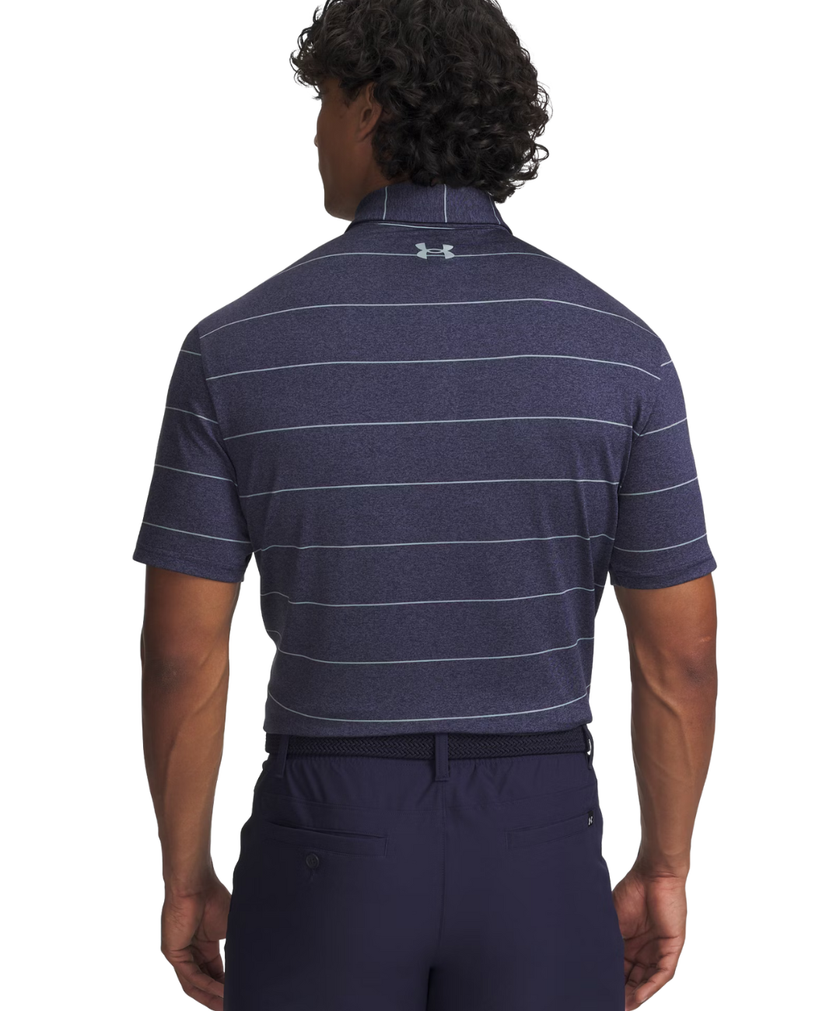 2025 Under Armour Men's Drive Playoff 3.0 Stripe Polo - Navy/Serpentine/Serpentine