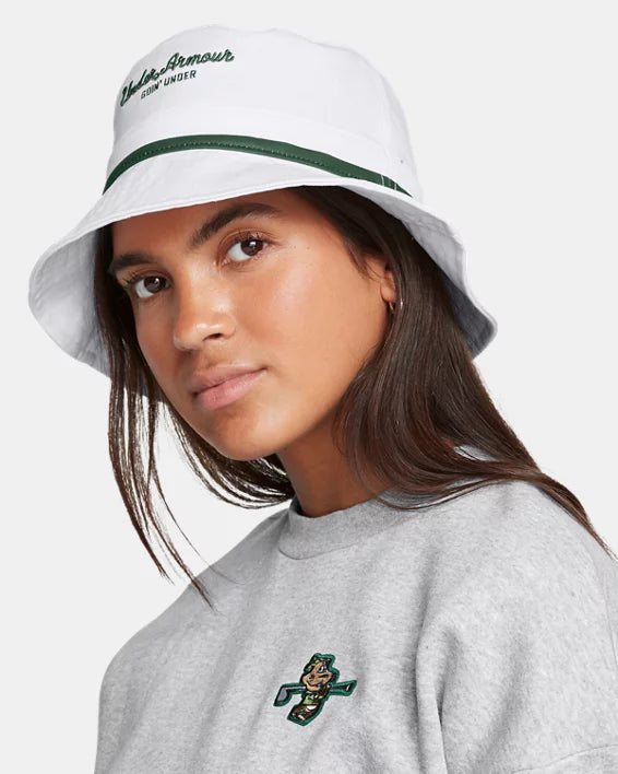 2025 Under Armour Unisex Driver Golf Bucket Hat - White/Forest Green