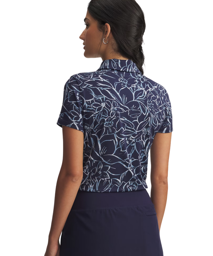 2025 Under Armour Women's Playoff 3.0 Printed Polo - Midnight Navy/Blue Smoke/Blue Calm