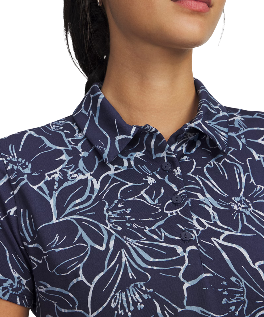 2025 Under Armour Women's Playoff 3.0 Printed Polo - Midnight Navy/Blue Smoke/Blue Calm