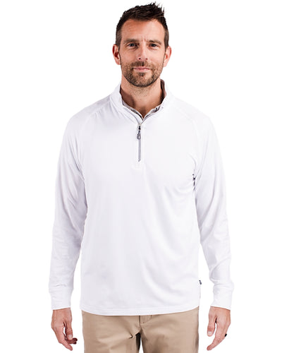 2025 Cutter & Buck Men's Adapt Eco Knit Stretch Quarter Zip Pullover - White