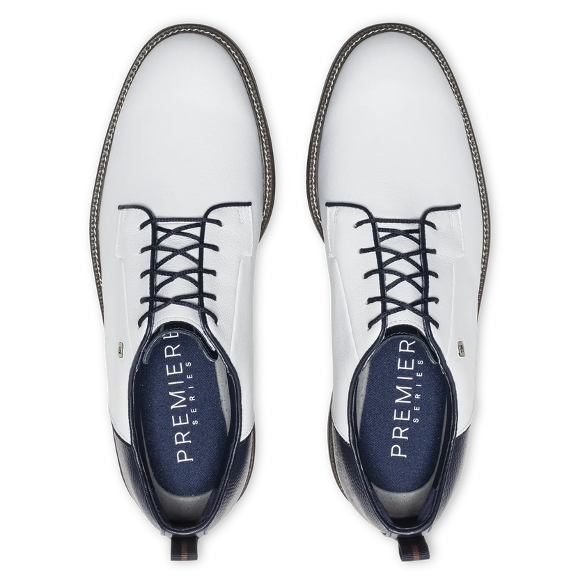 2025 FootJoy Men's Premiere Field LX Golf Shoes - White/Navy/Chestnut
