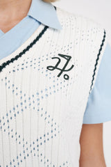 2025 Huffer Women's Diamond Crop Vest - Chalk
