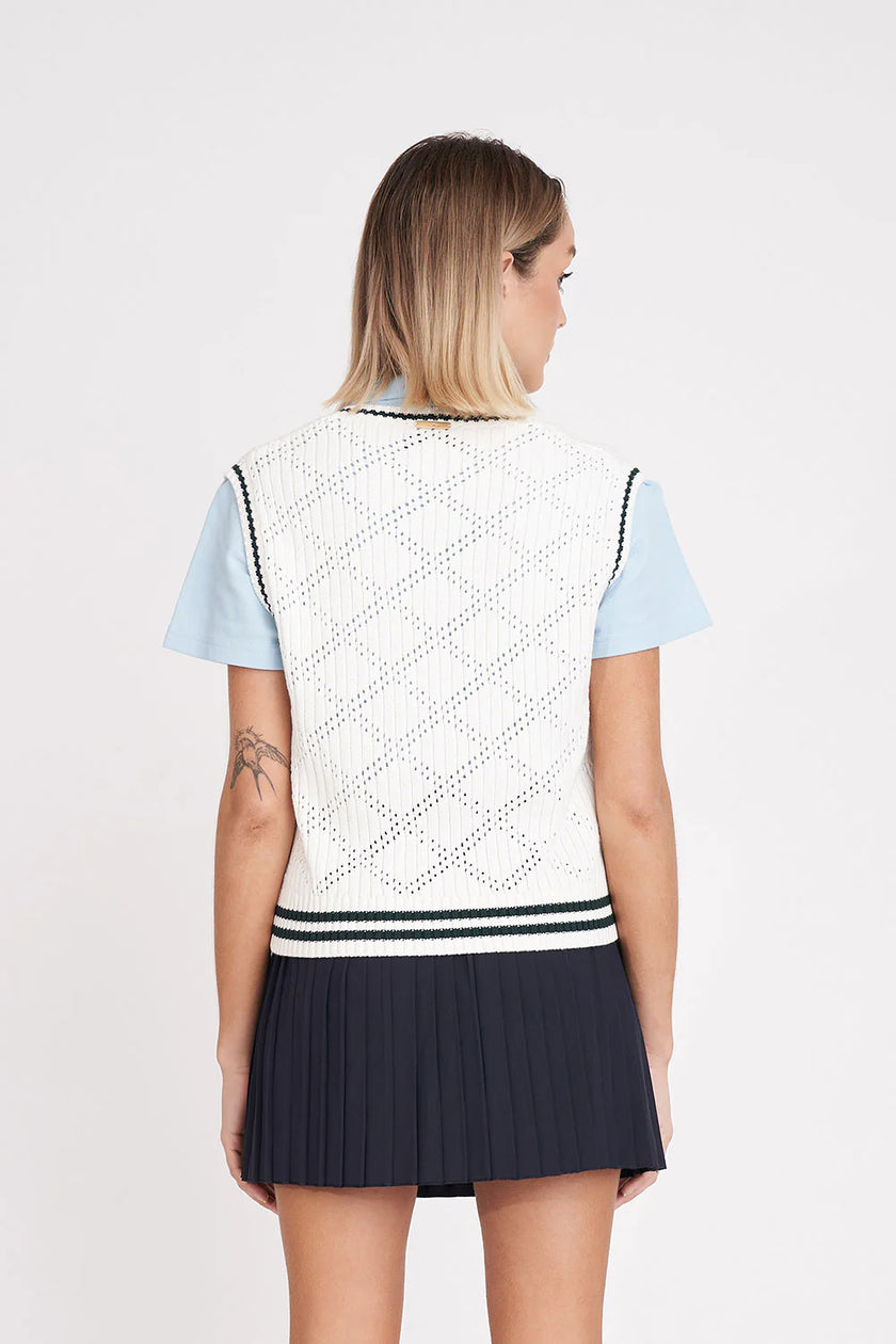 2025 Huffer Women's Diamond Crop Vest - Chalk
