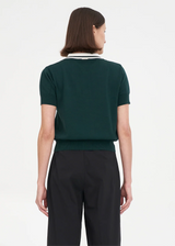 2025 Huffer Women's Line Knit Polo - Golf Green/Chalk