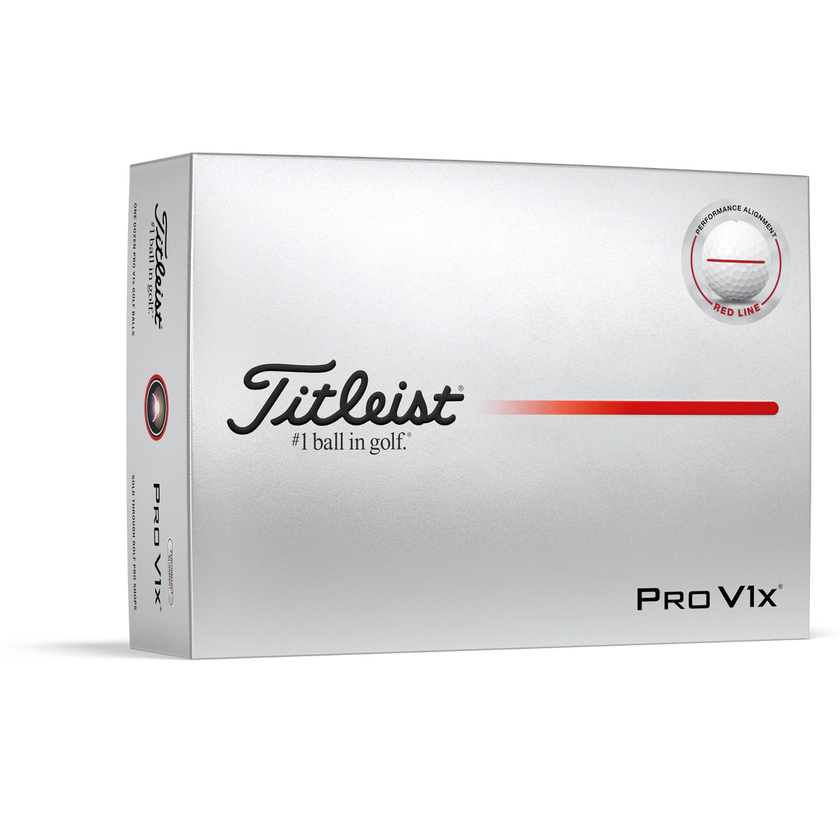2025 Titleist Pro V1x Performance Alignment Golf Ball Dozen - Red Line