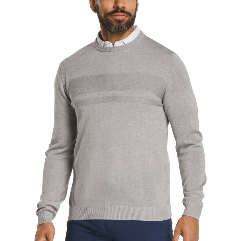 2026 FootJoy Men's Tonal Block Crewneck Pullover - Heather Grey