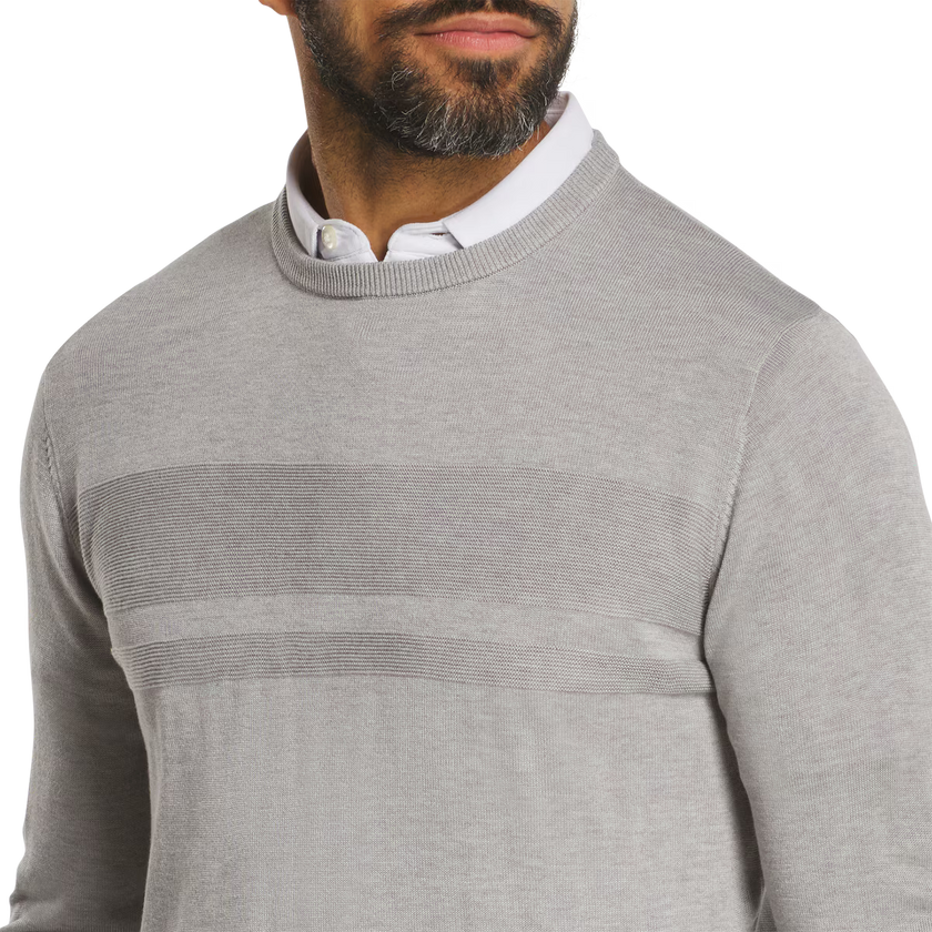 2026 FootJoy Men's Tonal Block Crewneck Pullover - Heather Grey