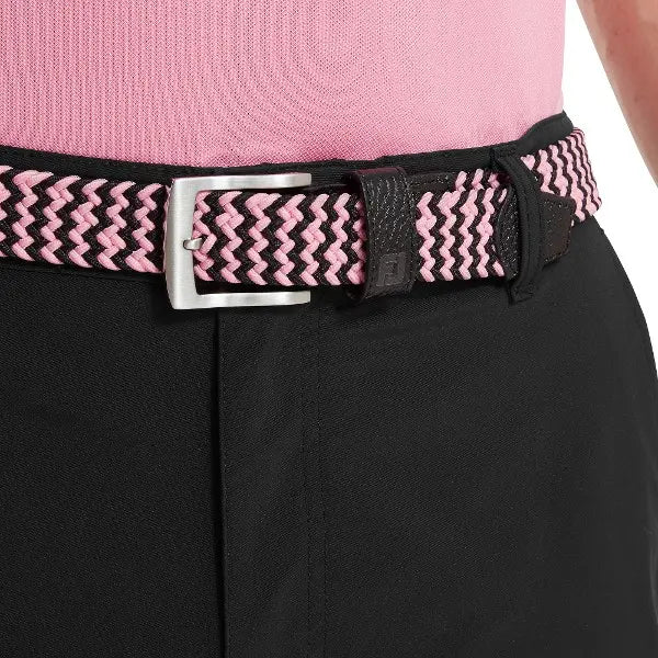 FootJoy Braided Belt - Black/Pink Pop
