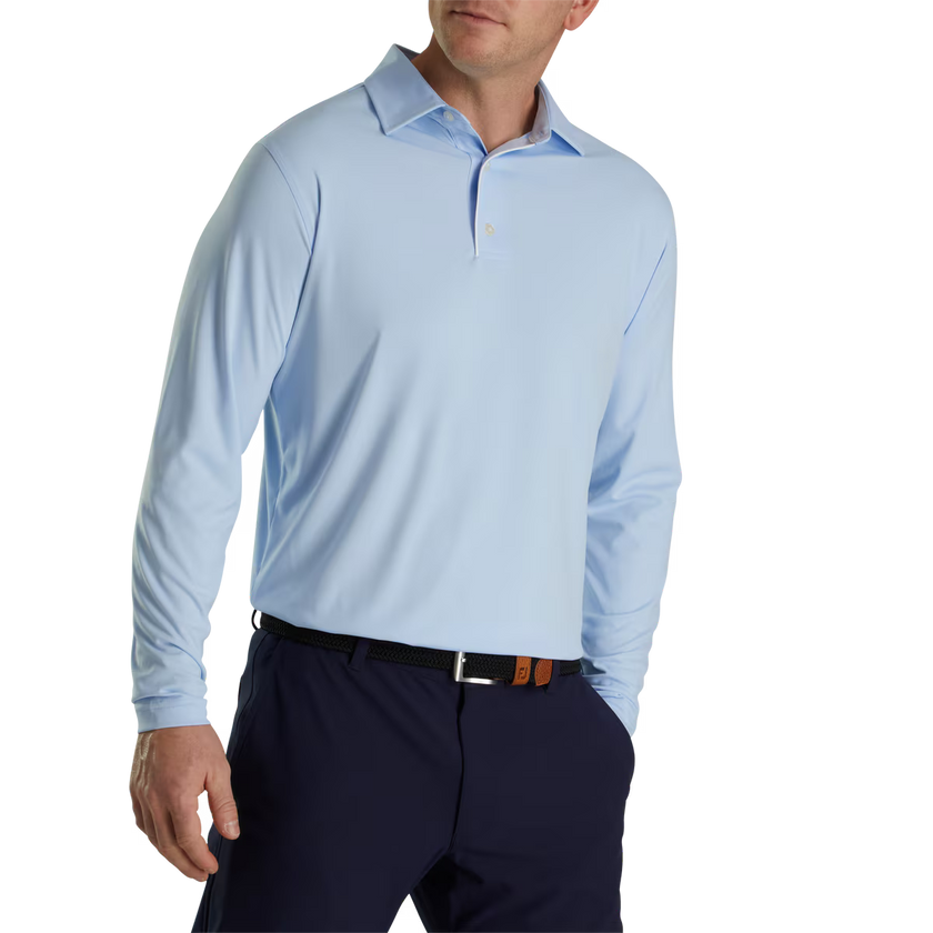 FootJoy Men's Long Sleeve Sun Protection Polo - Sky