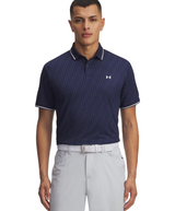 2025 Under Armour Men's Drive Sport Jacquard Polo - Midnight Navy/White/Washed Navy