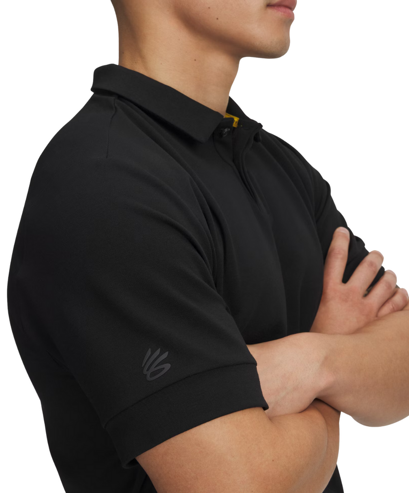 2025 Under Armour Men's Curry Terry Polo - Ultimate Black/Ultimate Black