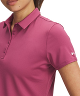 2025 Under Armour Women's Short Sleeve Polo - Fushia Dusk/White