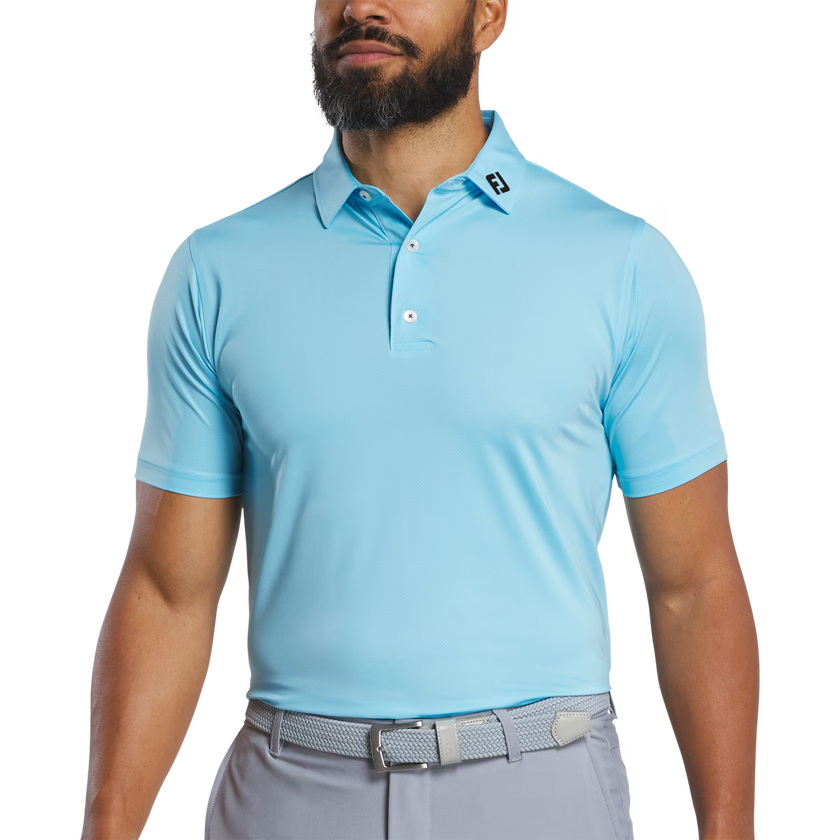 FootJoy Men's Lisle Tonal Dot Print Polo - Light Blue