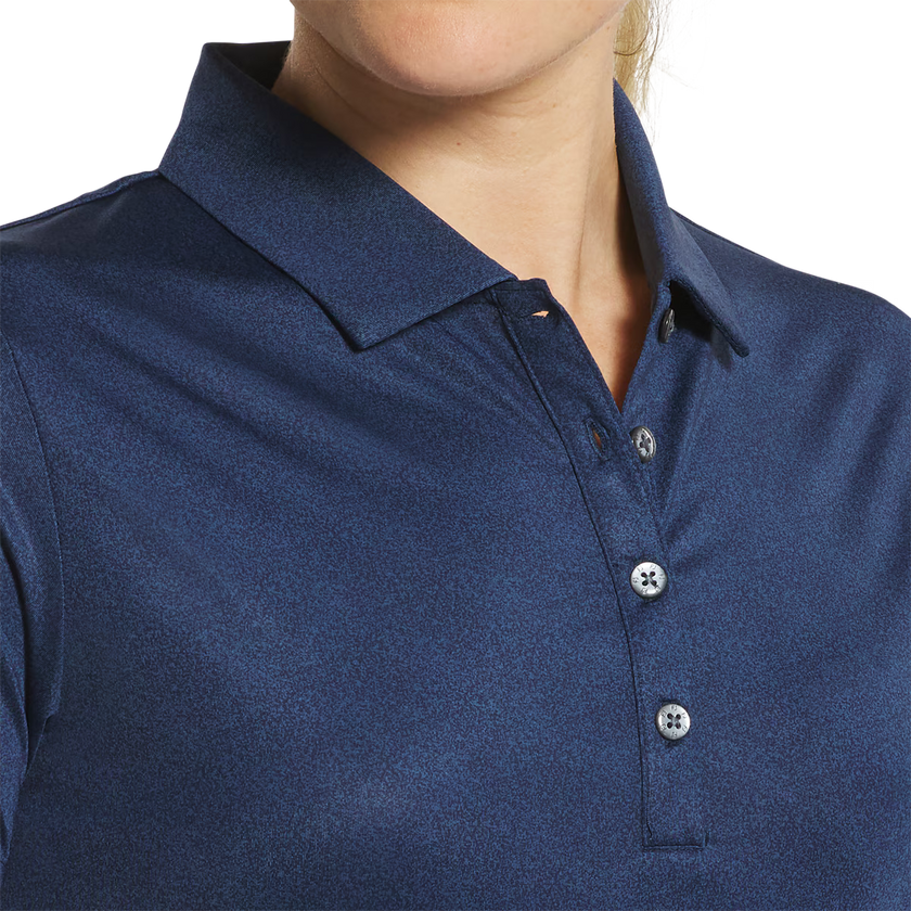 FootJoy Women's Lisle Speckle Short Sleeve Print Shirt - Navy
