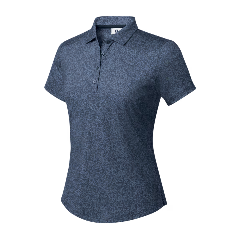 FootJoy Women's Lisle Speckle Short Sleeve Print Shirt - Navy
