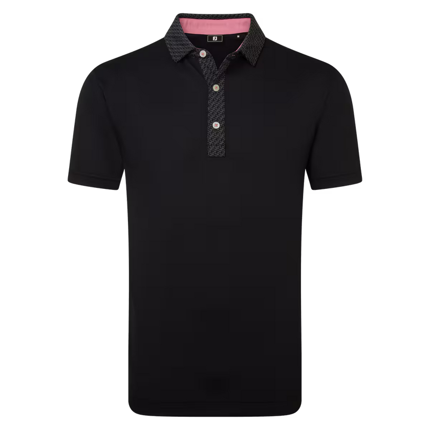 FootJoy Men's Star Geo Trim Pique Polo - Black
