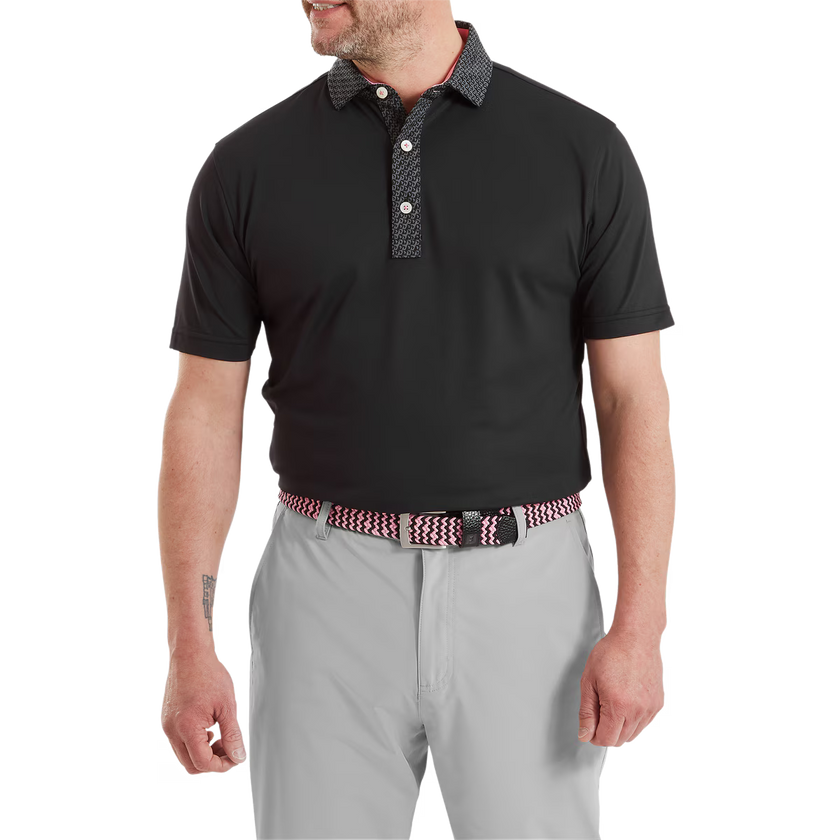 FootJoy Men's Star Geo Trim Pique Polo - Black