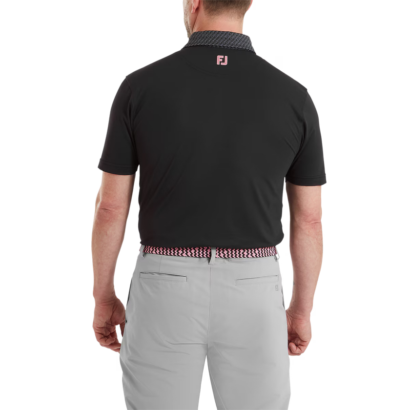 FootJoy Men's Star Geo Trim Pique Polo - Black