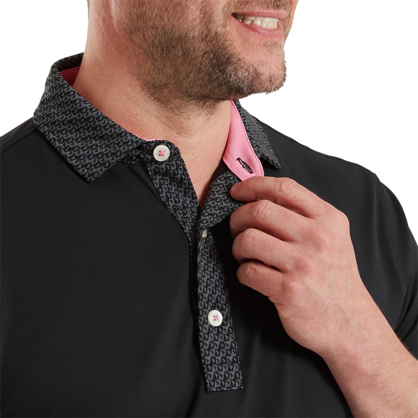 FootJoy Men's Star Geo Trim Pique Polo - Black