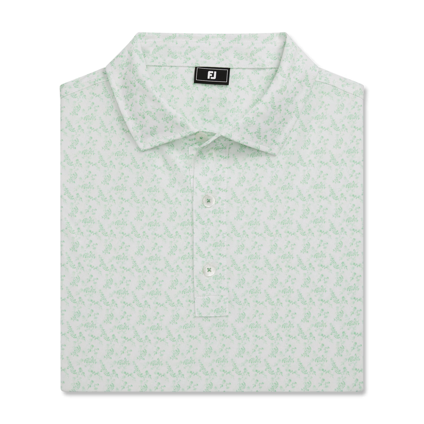 2026 FootJoy Men's Vintage Floral Lisle Polo - White/Seafoam
