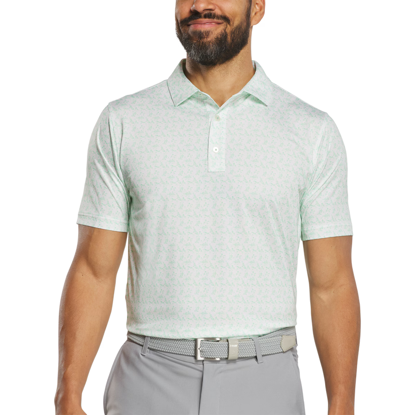 2026 FootJoy Men's Vintage Floral Lisle Polo - White/Seafoam