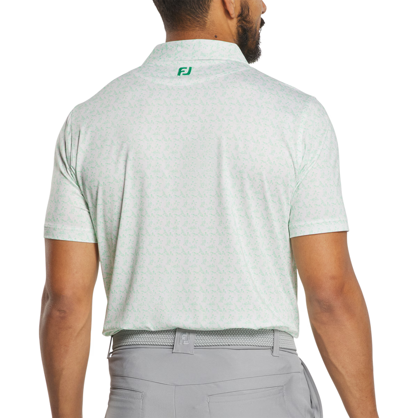 2026 FootJoy Men's Vintage Floral Lisle Polo - White/Seafoam